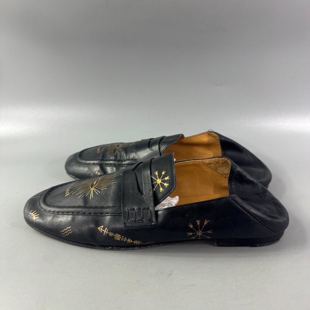 Isabel Marant Fanzel Collapsible-heel Leather Loafers In Metallic Black, Size 40 - Picture 5 of 15